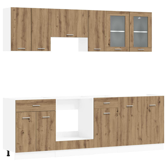 vidaXL Μονάδα κουζίνας Lyon 8 pcs Επεξεργασμένο ξύλο