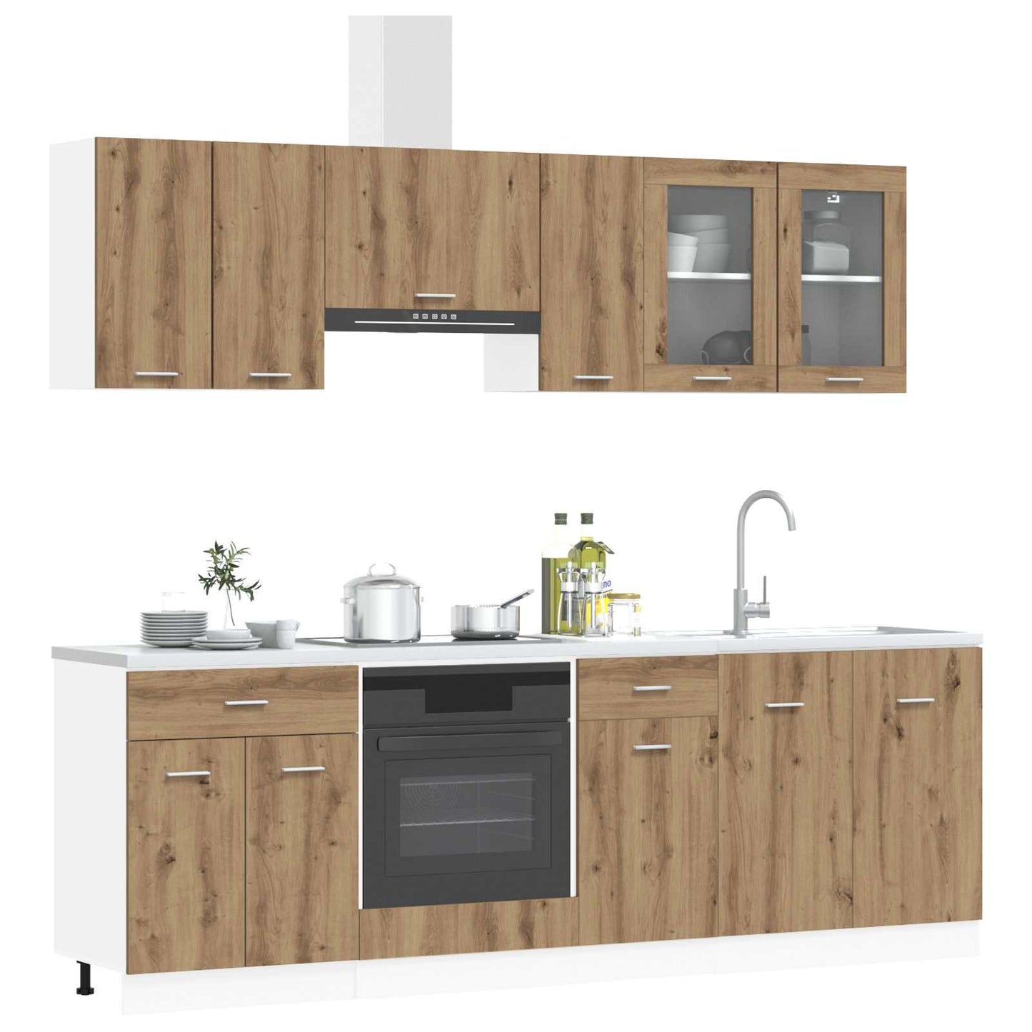 vidaXL Μονάδα κουζίνας Lyon 8 pcs Επεξεργασμένο ξύλο