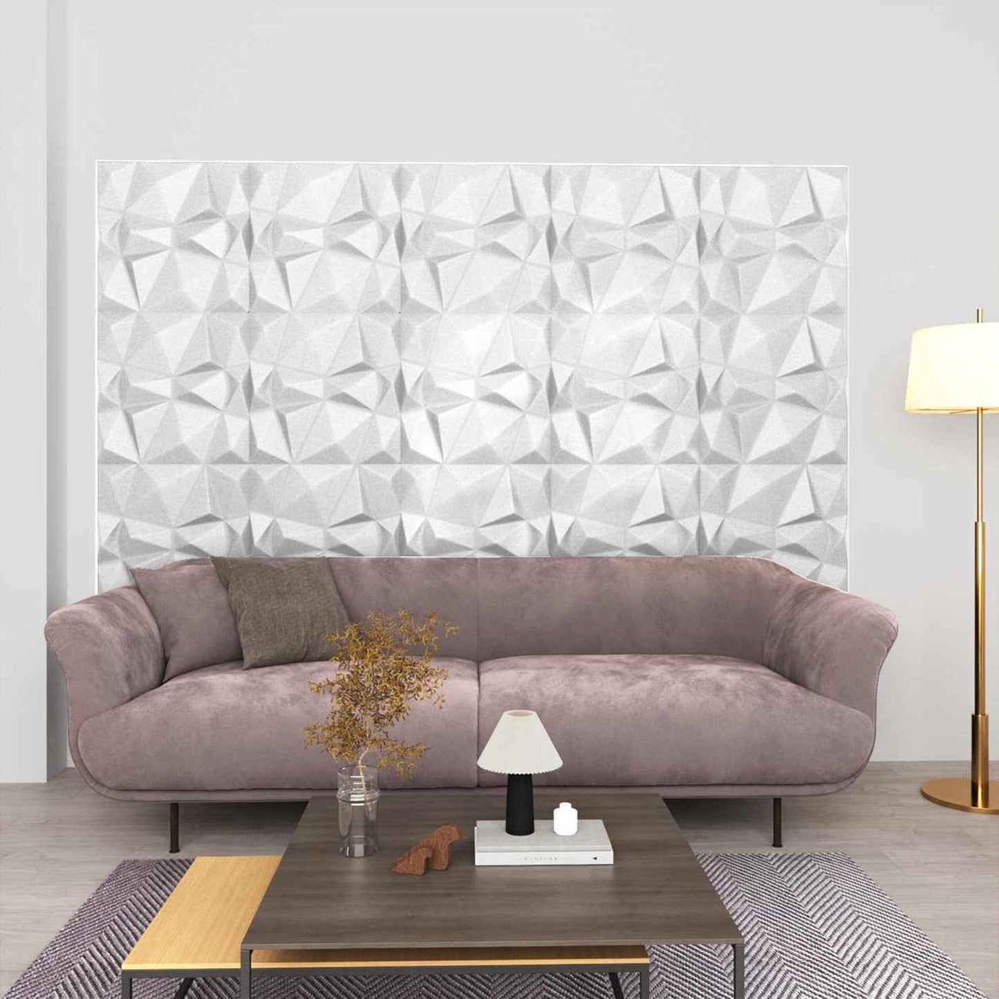 vidaXL Πάνελ τοίχου 24 pcs Διαμάντι Άσπρο 50 x 50 cm Φελιζόλ XPS