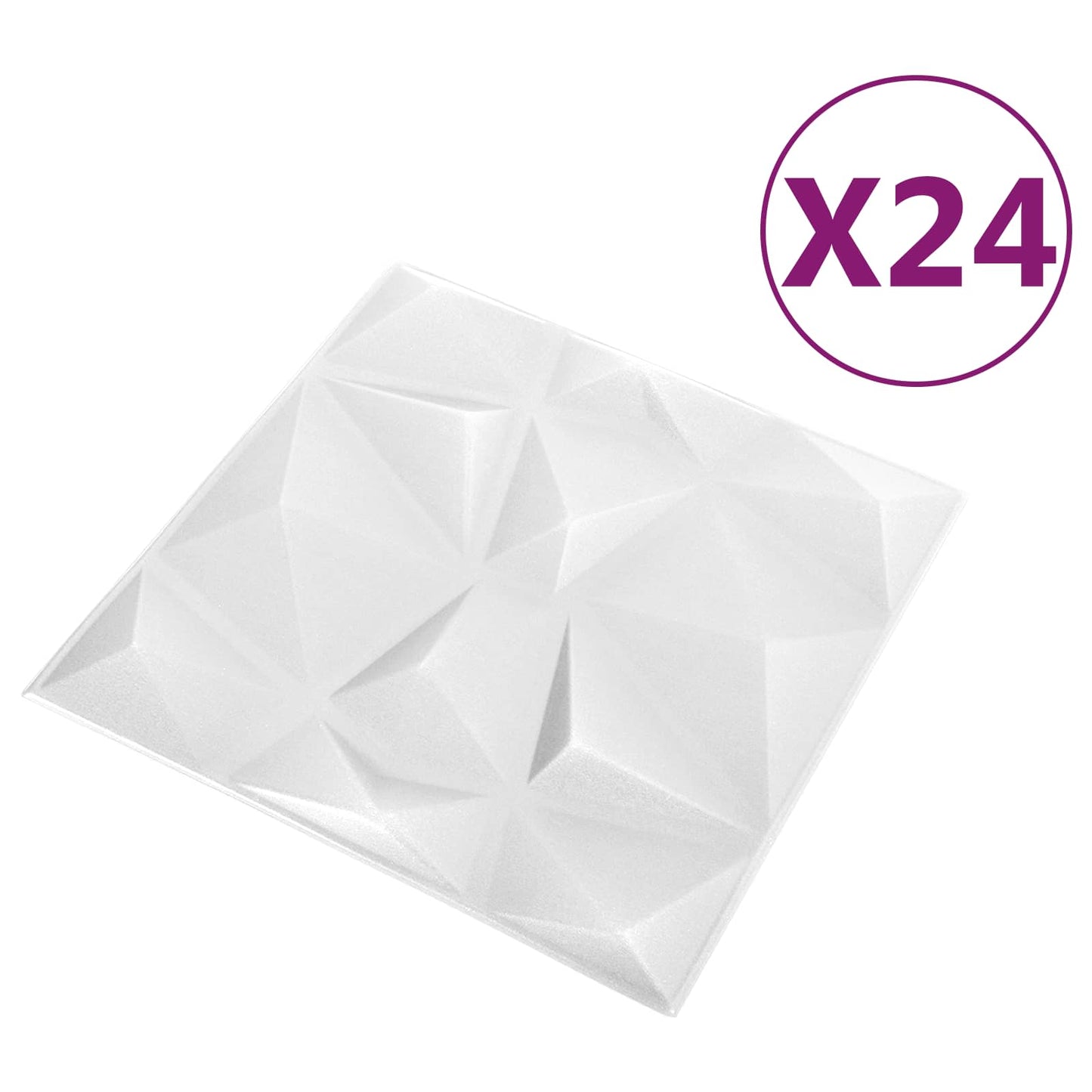 vidaXL Πάνελ τοίχου 24 pcs Διαμάντι Άσπρο 50 x 50 cm Φελιζόλ XPS
