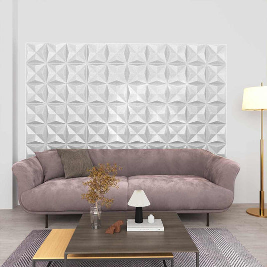 vidaXL Πάνελ τοίχου 12 pcs Οριγκάμι Άσπρο 50 x 50 cm Φελιζόλ XPS