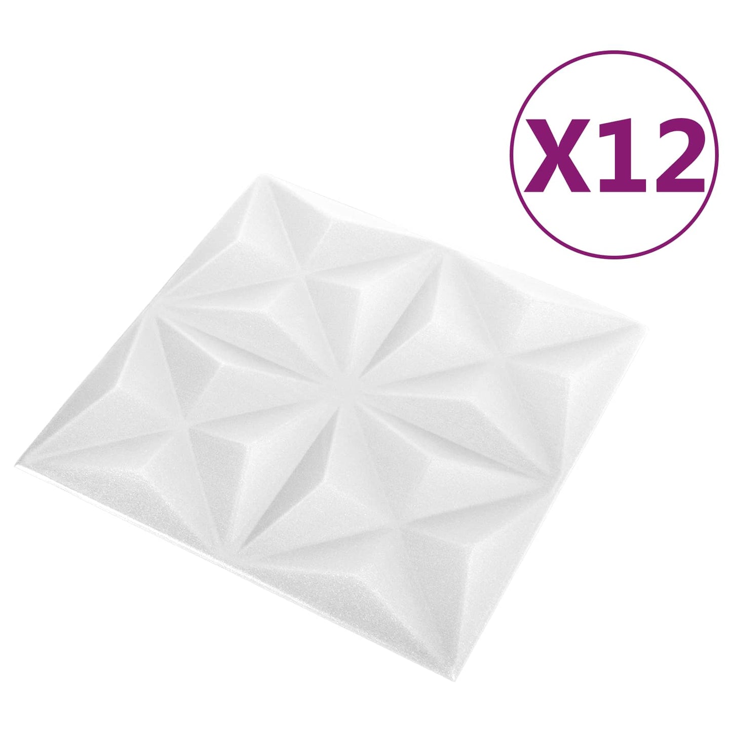 vidaXL Πάνελ τοίχου 12 pcs Οριγκάμι Άσπρο 50 x 50 cm Φελιζόλ XPS
