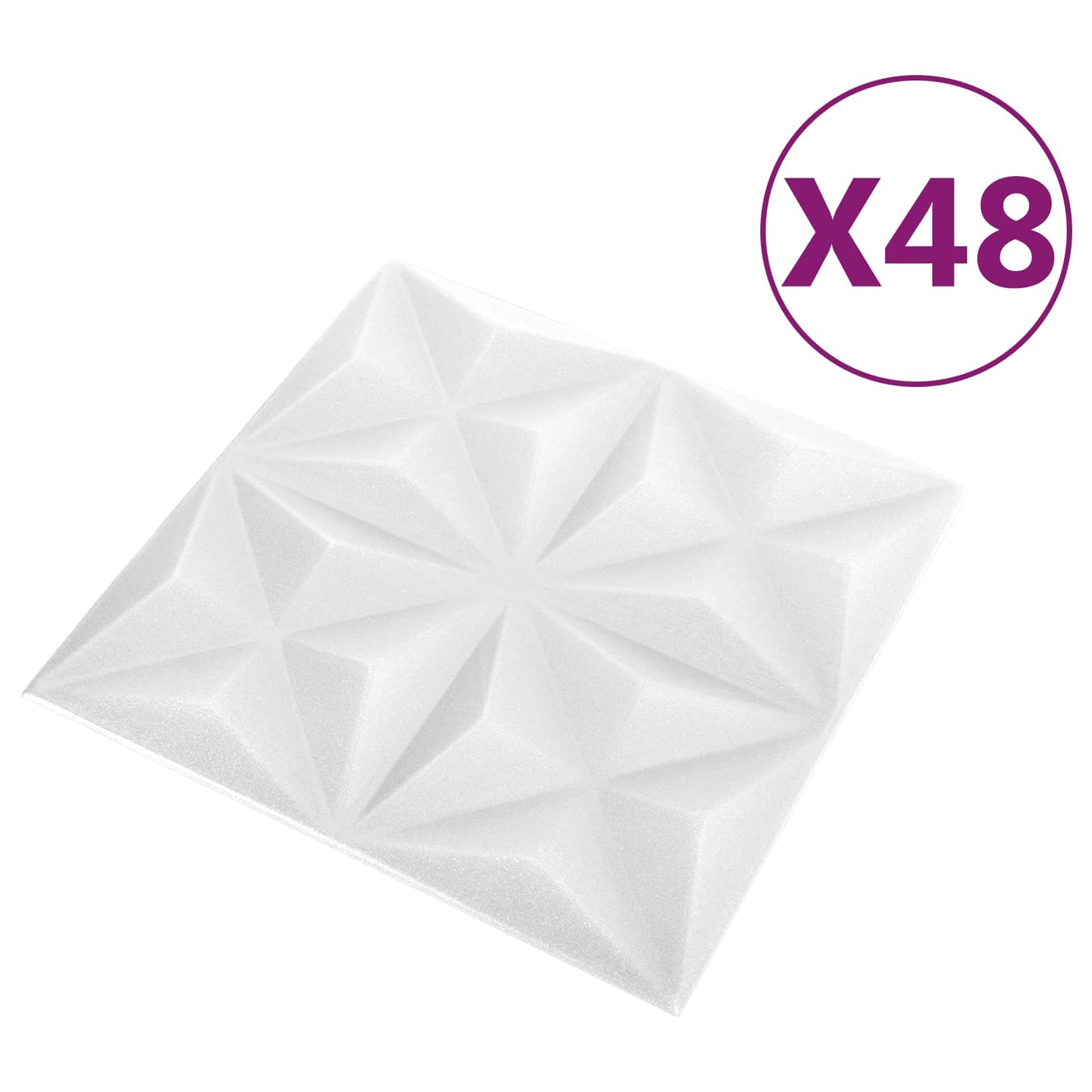 vidaXL Πάνελ τοίχου 48 pcs Οριγκάμι Άσπρο 50 x 50 cm Φελιζόλ XPS