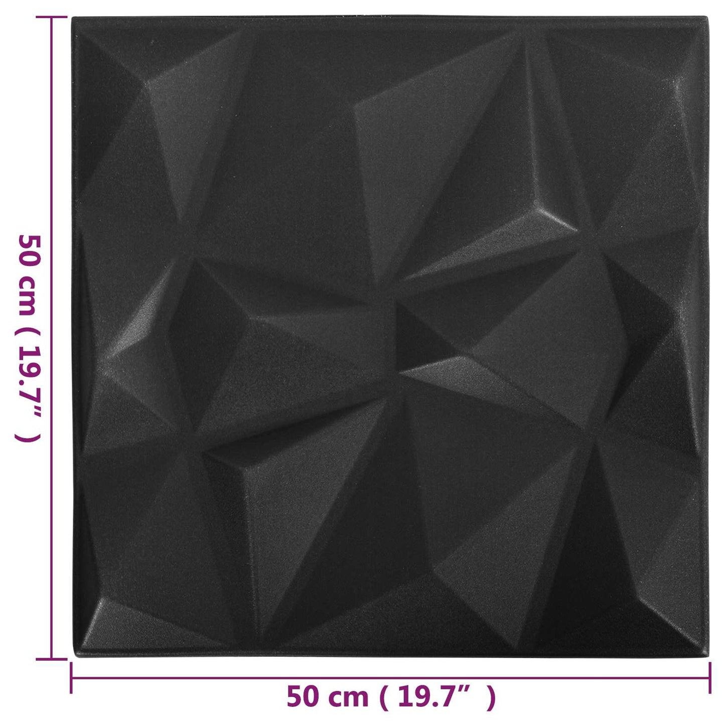 vidaXL Πάνελ τοίχου 12 pcs Διαμάντι Μαύρο 50 x 50 cm Φελιζόλ XPS
