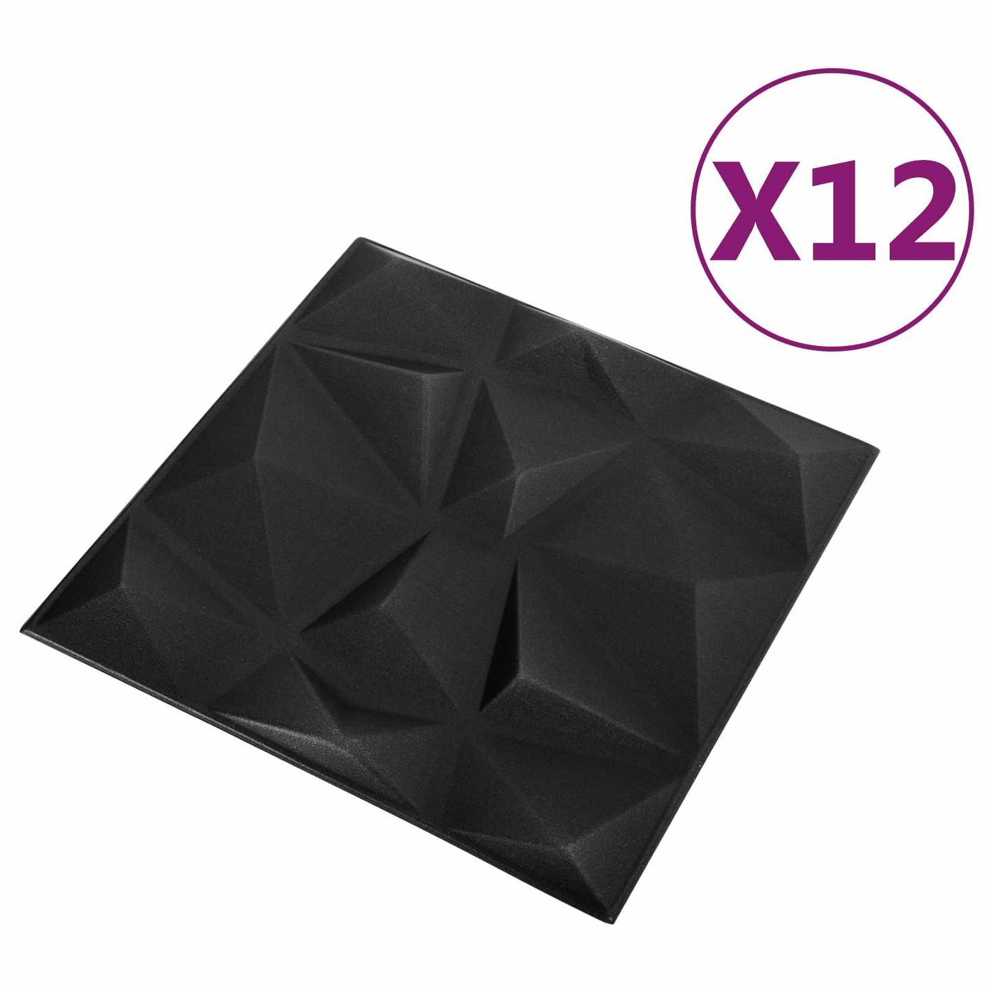 vidaXL Πάνελ τοίχου 12 pcs Διαμάντι Μαύρο 50 x 50 cm Φελιζόλ XPS
