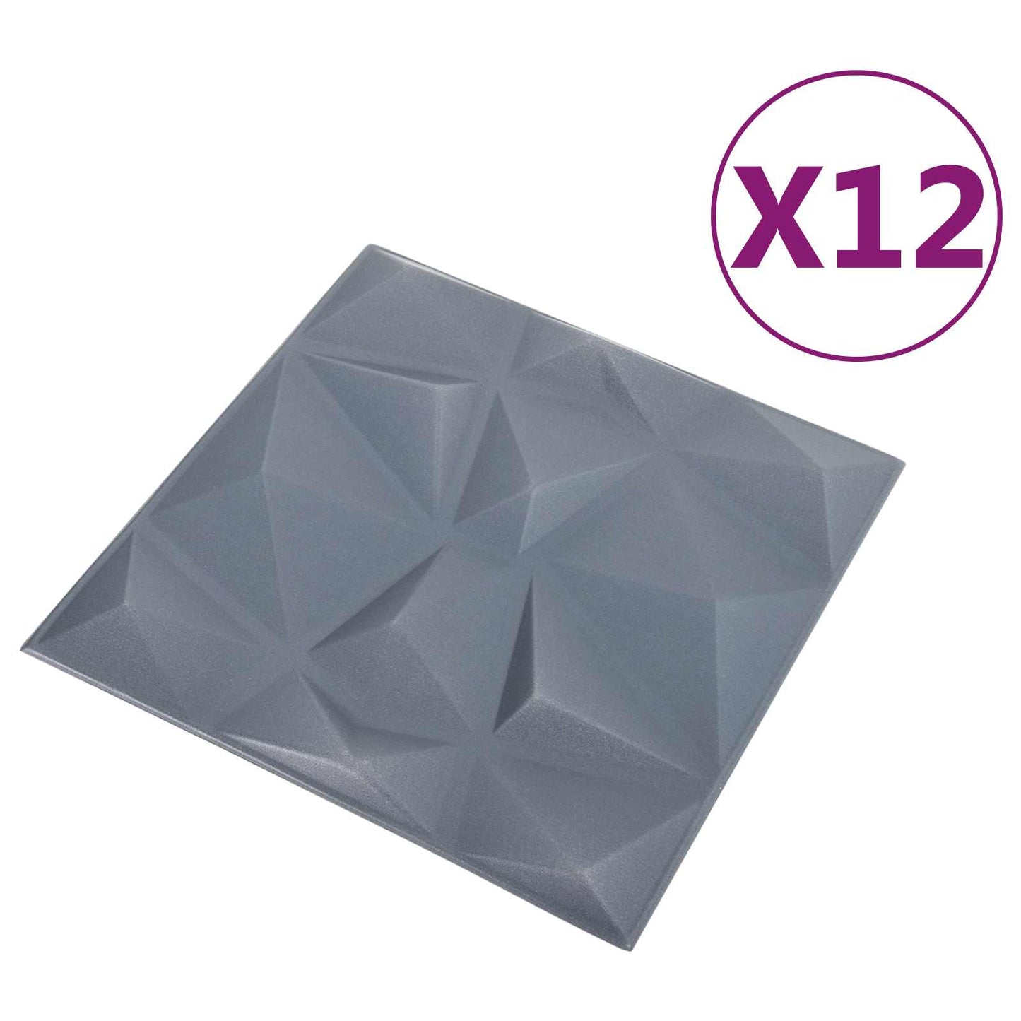 vidaXL Πάνελ τοίχου 12 pcs Διαμάντι Γκρι 50 x 50 cm Φελιζόλ XPS