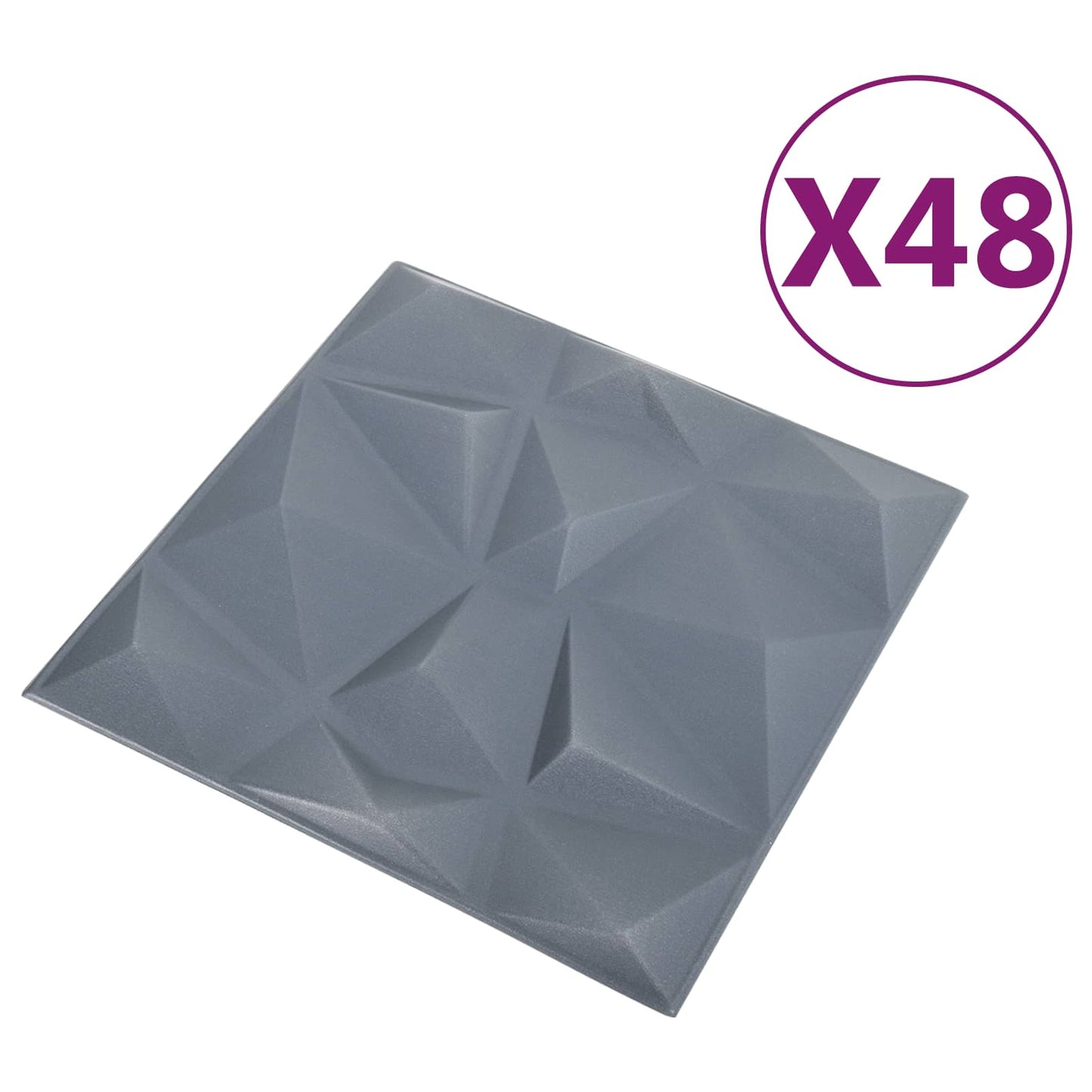 vidaXL Πάνελ τοίχου 48 pcs Διαμάντι Γκρι 50 x 50 cm Φελιζόλ XPS