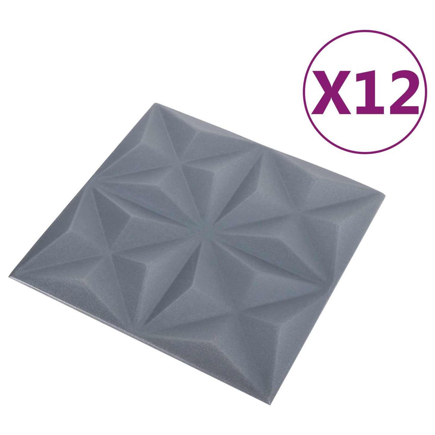 vidaXL Πάνελ τοίχου 12 pcs Οριγκάμι Γκρι 50 x 50 cm Φελιζόλ XPS