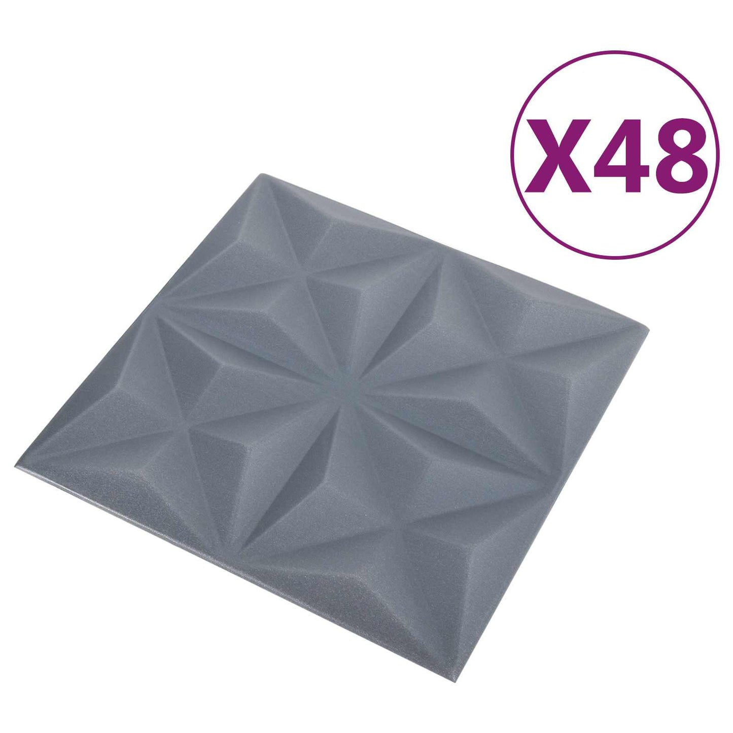 vidaXL Πάνελ τοίχου 48 pcs Οριγκάμι Γκρι 50 x 50 cm Φελιζόλ XPS