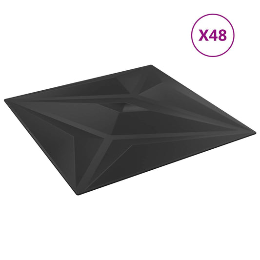 vidaXL Πάνελ τοίχου Αστέρι 48 pcs Μαύρο Αστέρι 50 x 50 cm Φελιζόλ XPS