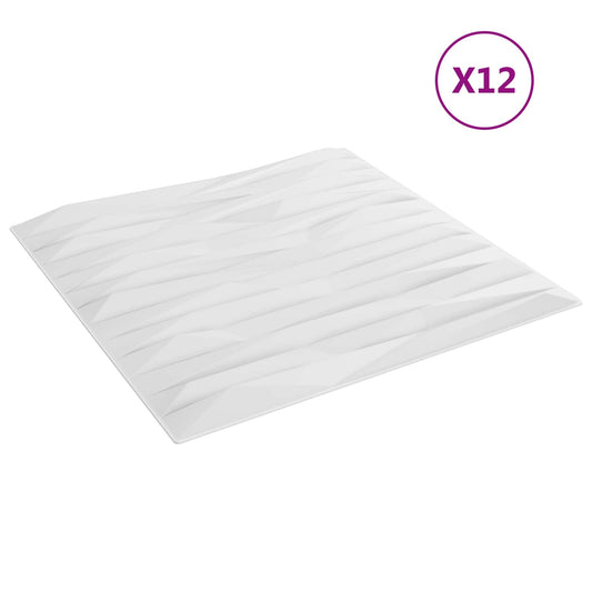 vidaXL Πάνελ τοίχου 12 pcs Άσπρη Πέτρα 50 x 50 cm Φελιζόλ XPS