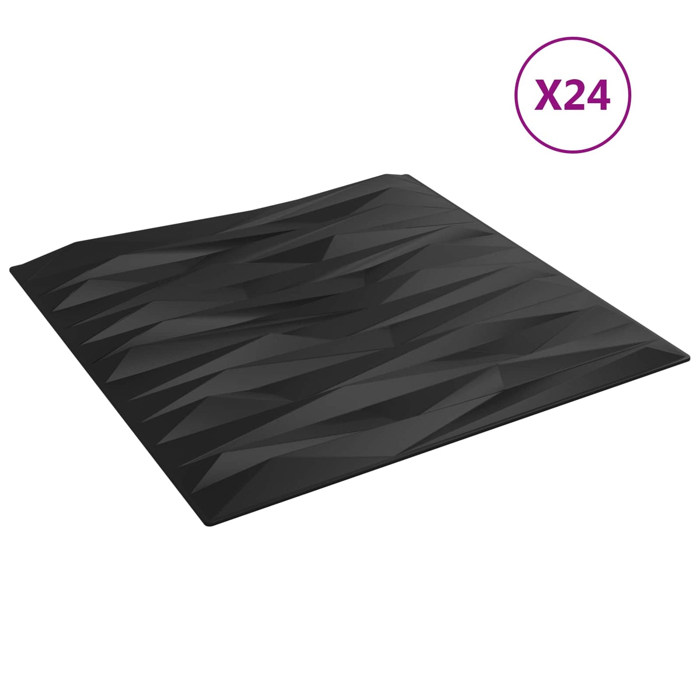 vidaXL Πάνελ τοίχου 24 pcs Μαύρη Πέτρα 50 x 50 cm Φελιζόλ XPS