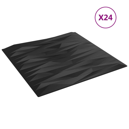 vidaXL Πάνελ τοίχου 24 pcs Μαύρη Πέτρα 50 x 50 cm Φελιζόλ XPS