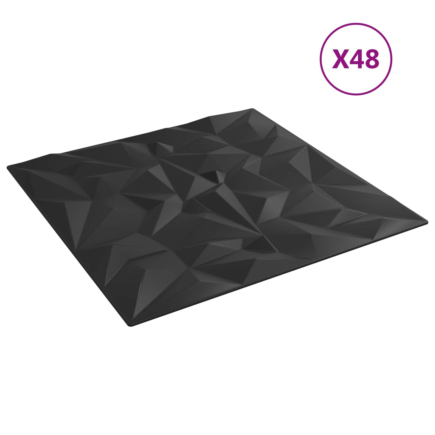 vidaXL Πάνελ τοίχου 48 pcs Μαύρο 50 x 50 cm Φελιζόλ XPS