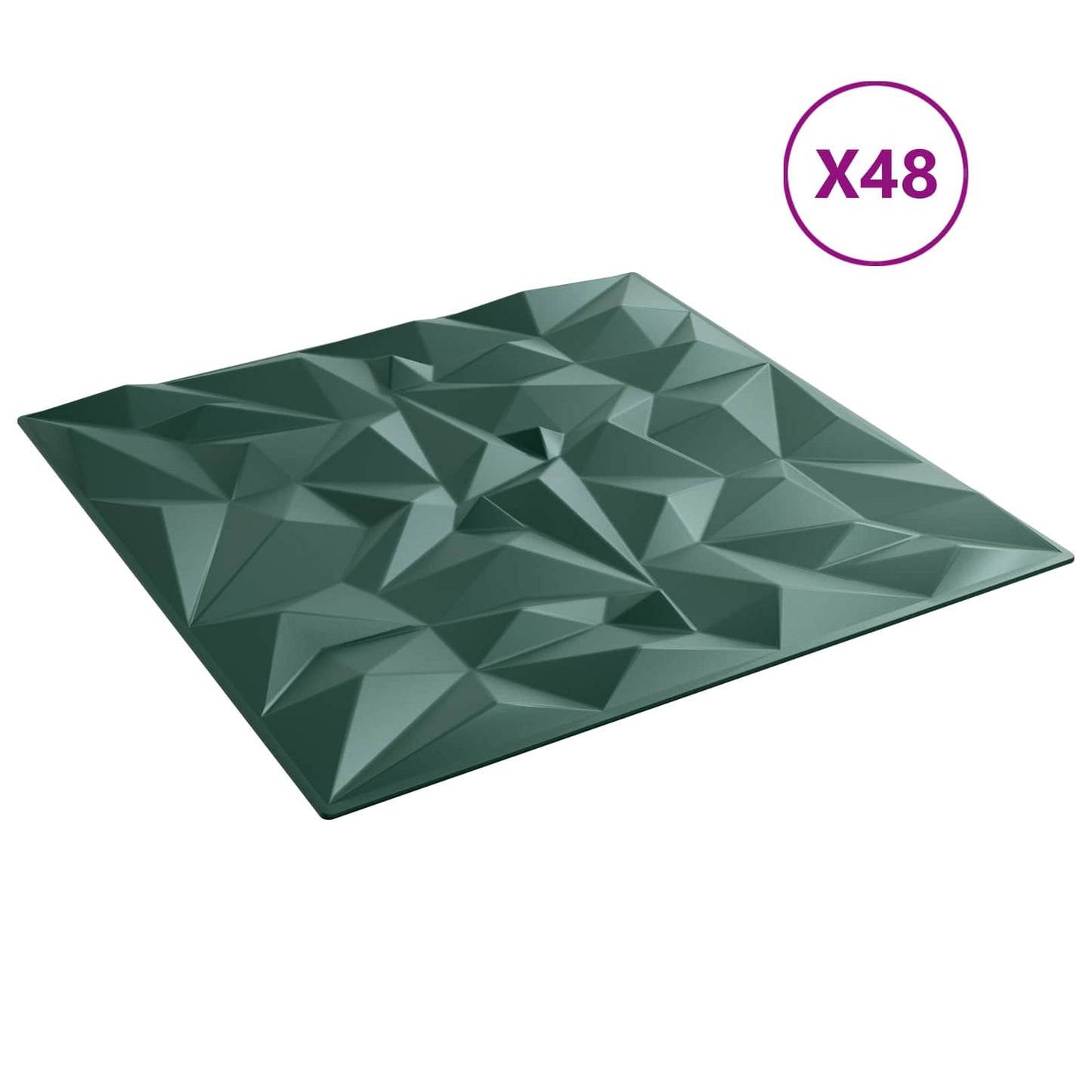 vidaXL Πάνελ τοίχου 48 pcs Αμέθυστος Πράσινο 50 x 50 cm Φελιζόλ XPS