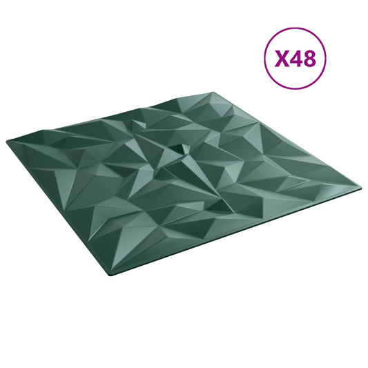 vidaXL Πάνελ τοίχου 48 pcs Αμέθυστος Πράσινο 50 x 50 cm Φελιζόλ XPS