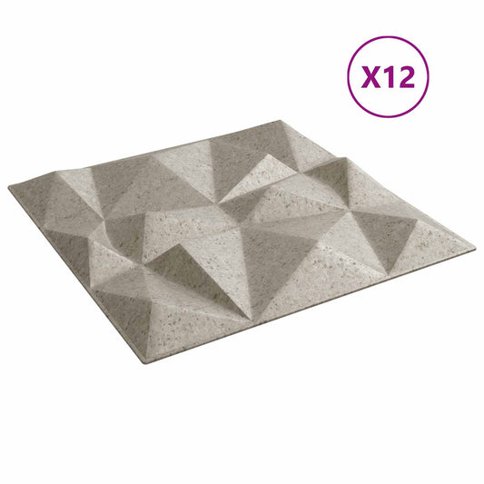 vidaXL Πάνελ τοίχου 12 pcs Διαμάντι Μπετόν 50 x 50 cm Φελιζόλ XPS