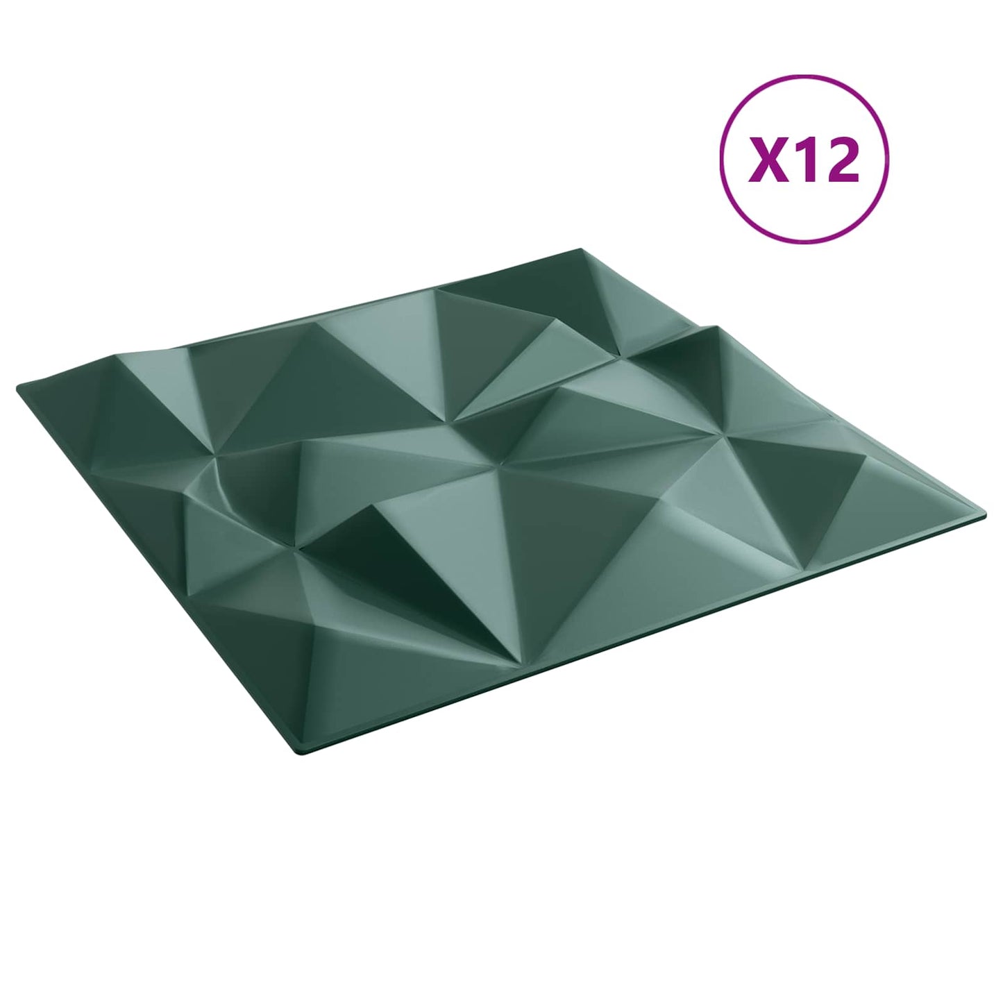 vidaXL Πάνελ τοίχου 12 pcs Διαμάντι Πράσινο 50 x 50 cm Φελιζόλ XPS