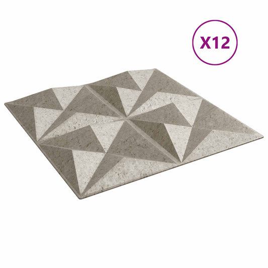 vidaXL Πάνελ τοίχου 12 pcs Οριγκάμι Μπετόν 50 x 50 cm Φελιζόλ XPS