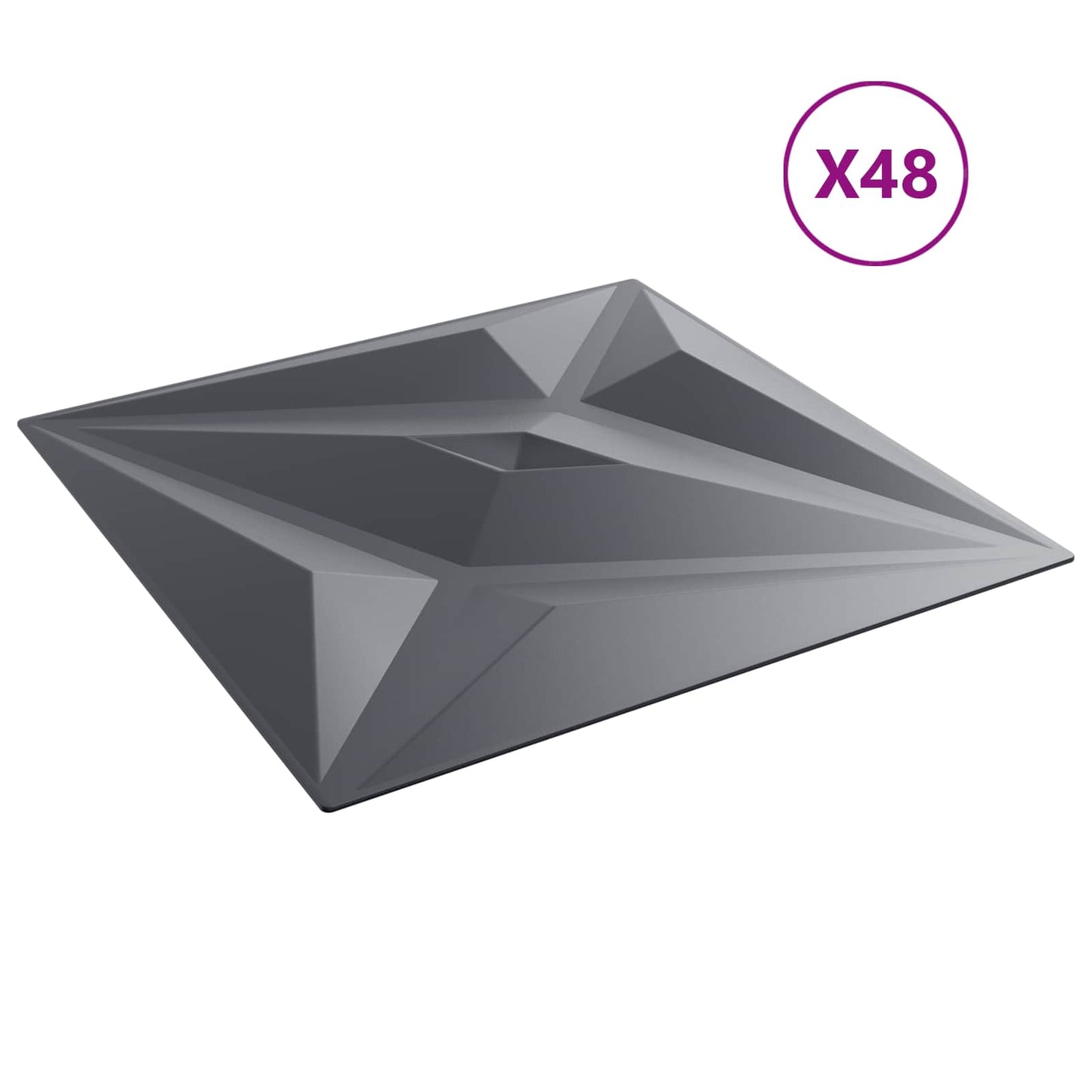 vidaXL Πάνελ τοίχου Αστέρι 48 pcs Αστέρι Γκρι 50 x 50 cm Φελιζόλ XPS