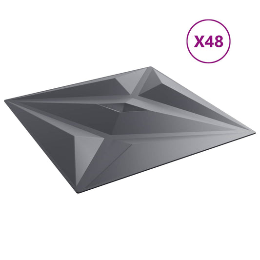 vidaXL Πάνελ τοίχου Αστέρι 48 pcs Αστέρι Γκρι 50 x 50 cm Φελιζόλ XPS