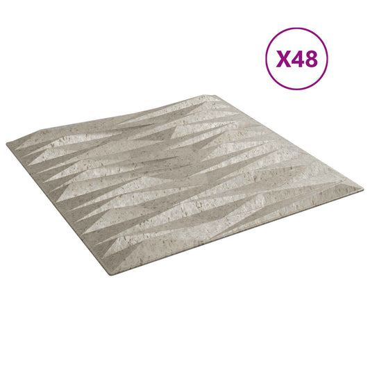 vidaXL Πάνελ τοίχου 48 pcs Πέτρα Μπετόν 50 x 50 cm Φελιζόλ XPS