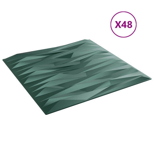 vidaXL Πάνελ τοίχου 48 pcs Πέτρα Πράσινο 50 x 50 cm Φελιζόλ XPS