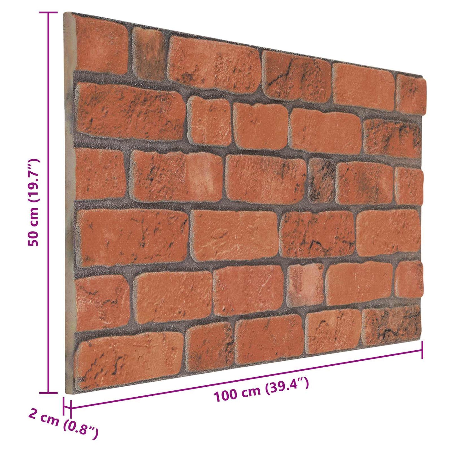 vidaXL Πάνελ τοίχου 10 pcs Τερακότα 100 x 50 cm Αφρός EPS