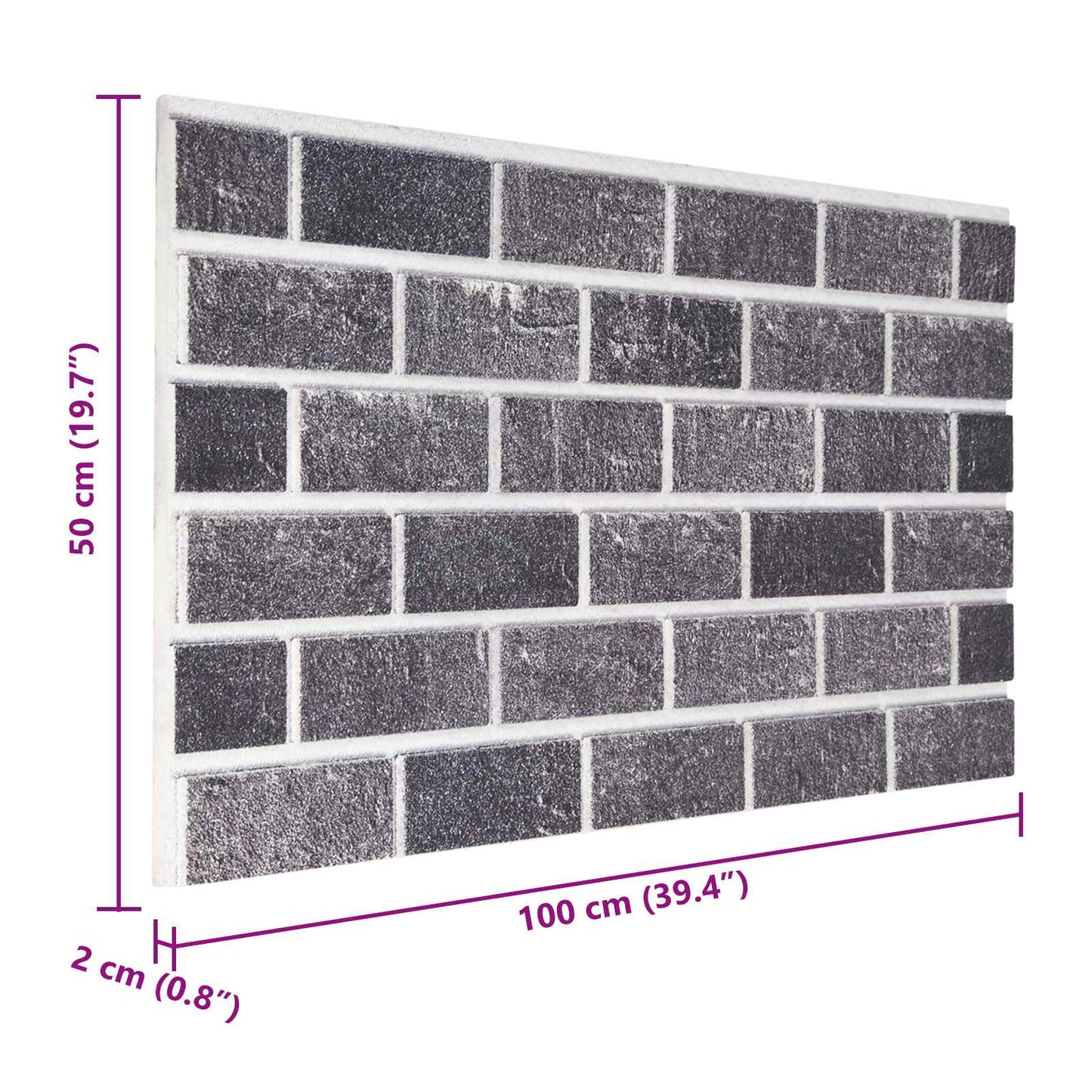 vidaXL Πάνελ τοίχου 10 pcs Μαύρο και Γκρι 100 x 50 cm Αφρός EPS