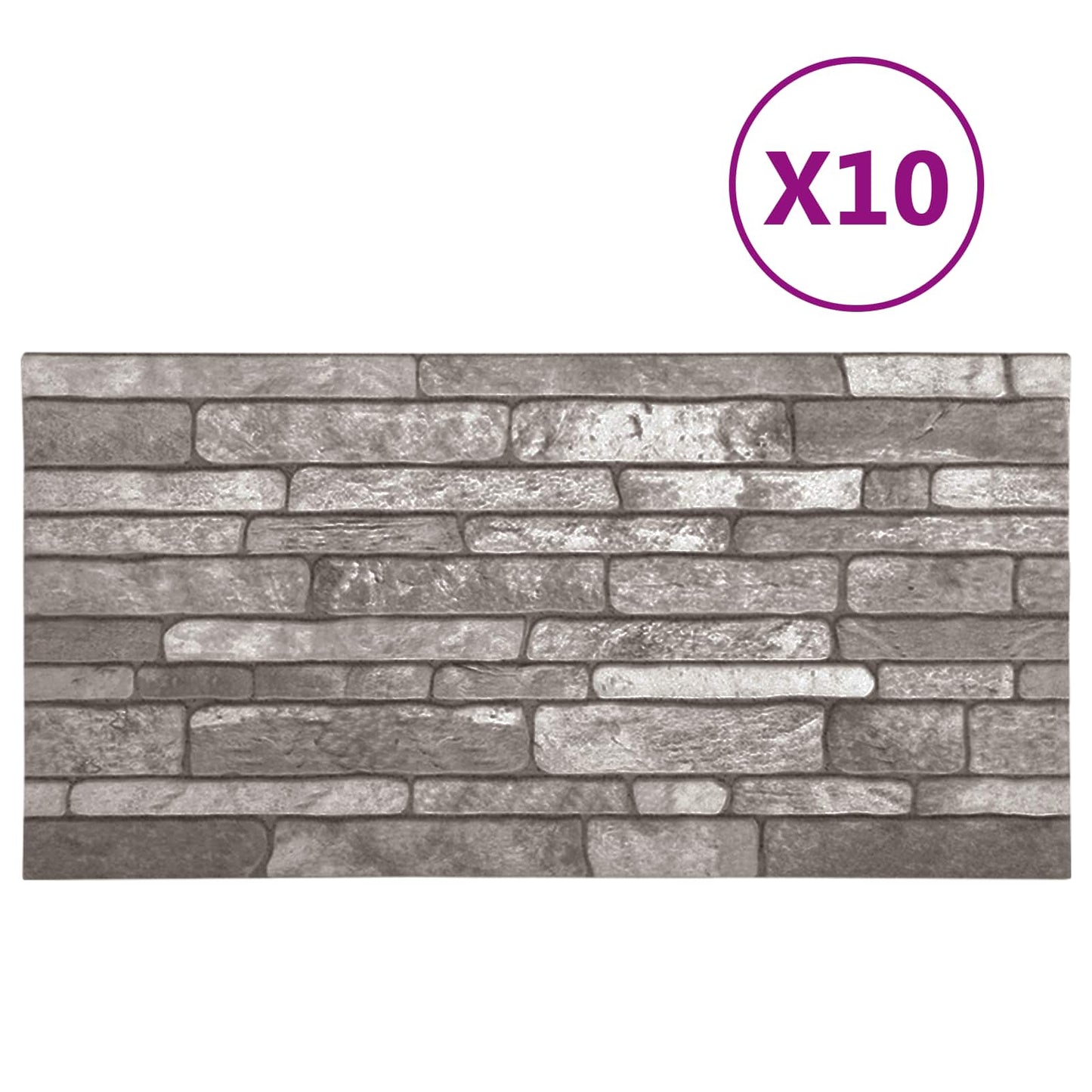 vidaXL Πάνελ τοίχου 10 pcs Σκούρο Γκρι 100 x 50 cm Αφρός EPS