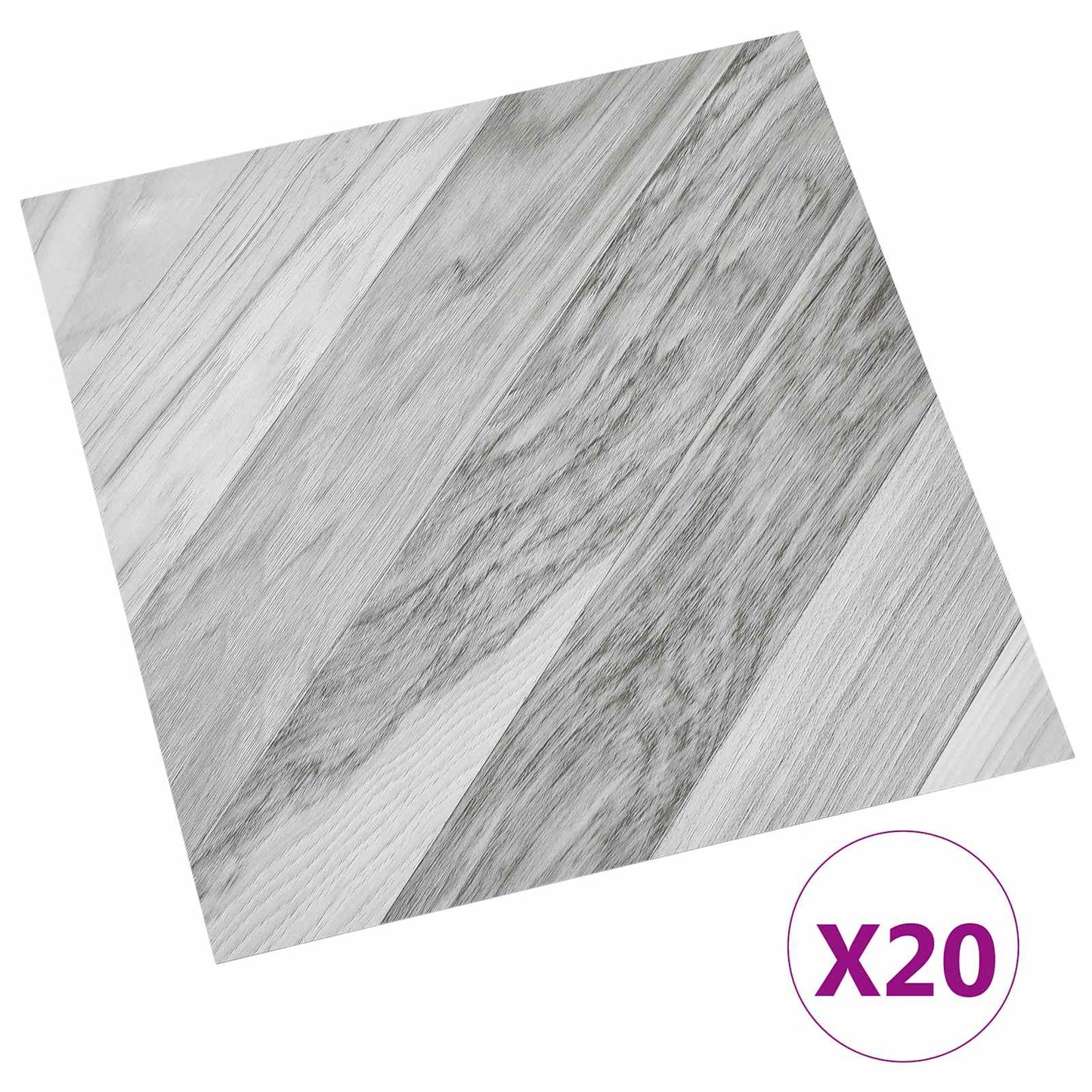 vidaXL Αυτοκόλλητα Πλάκες Δαπέδου Γκρι Ριγέ 30,5 x 30,5 εκ 20 τεμ. PVC