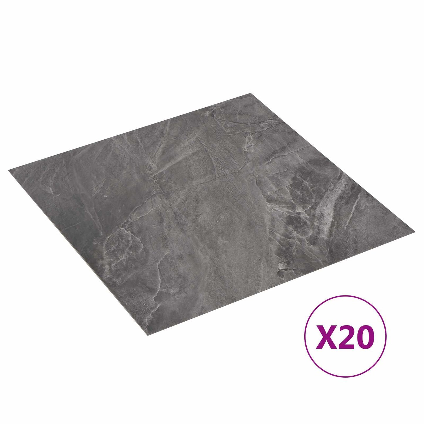 vidaXL Αυτοκόλλητα Πλάκες Δαπέδου Μαύρο 30,5 x 30,5 εκ 20 τεμ. PVC