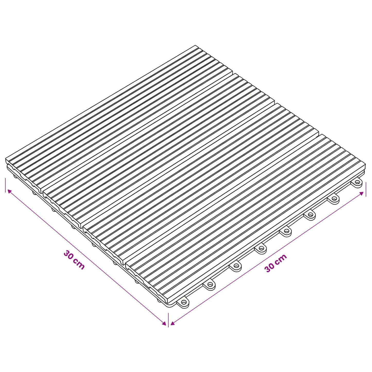 vidaXL Πλάκα Κατασκευής 11 pcs Γκρι 30 x 30 cm WPC