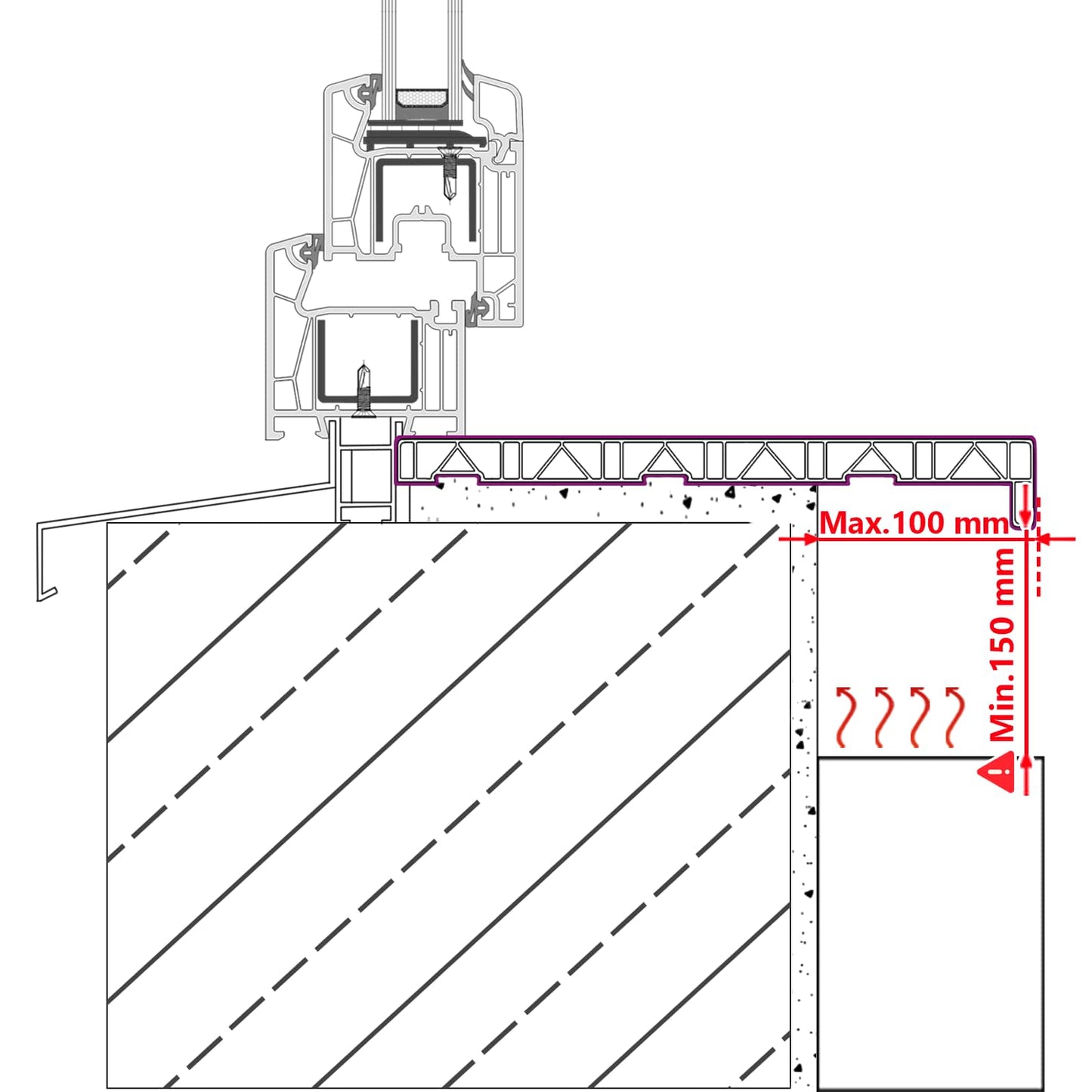 vidaXL Σαβανωτό Παραθύρου Λευκό 60 x 15 x 4,5 εκ PVC