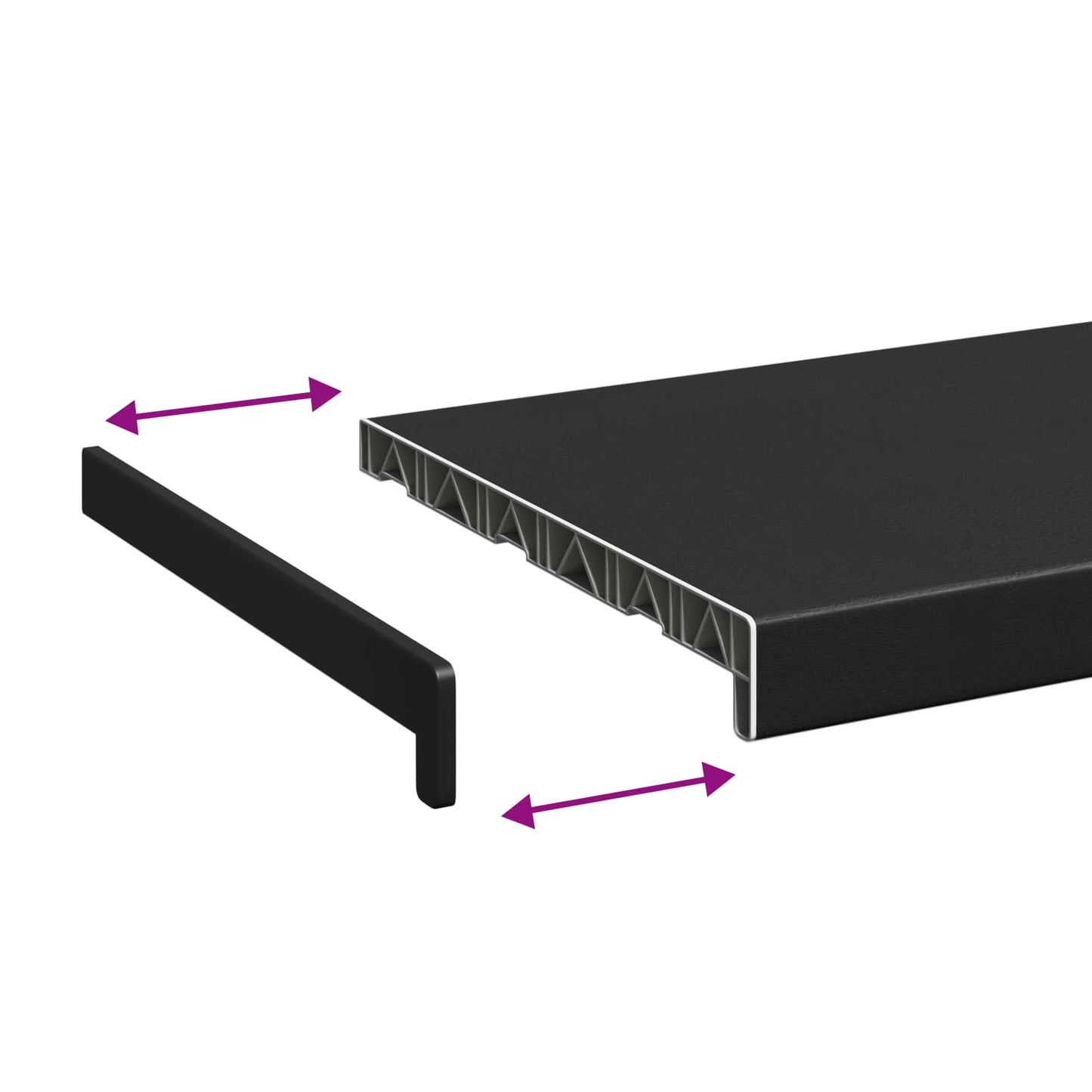 vidaXL Σαβανωτό Παραθύρου Μαύρο με ξύλινη υφή 80 x 30 x 4,5 εκ PVC
