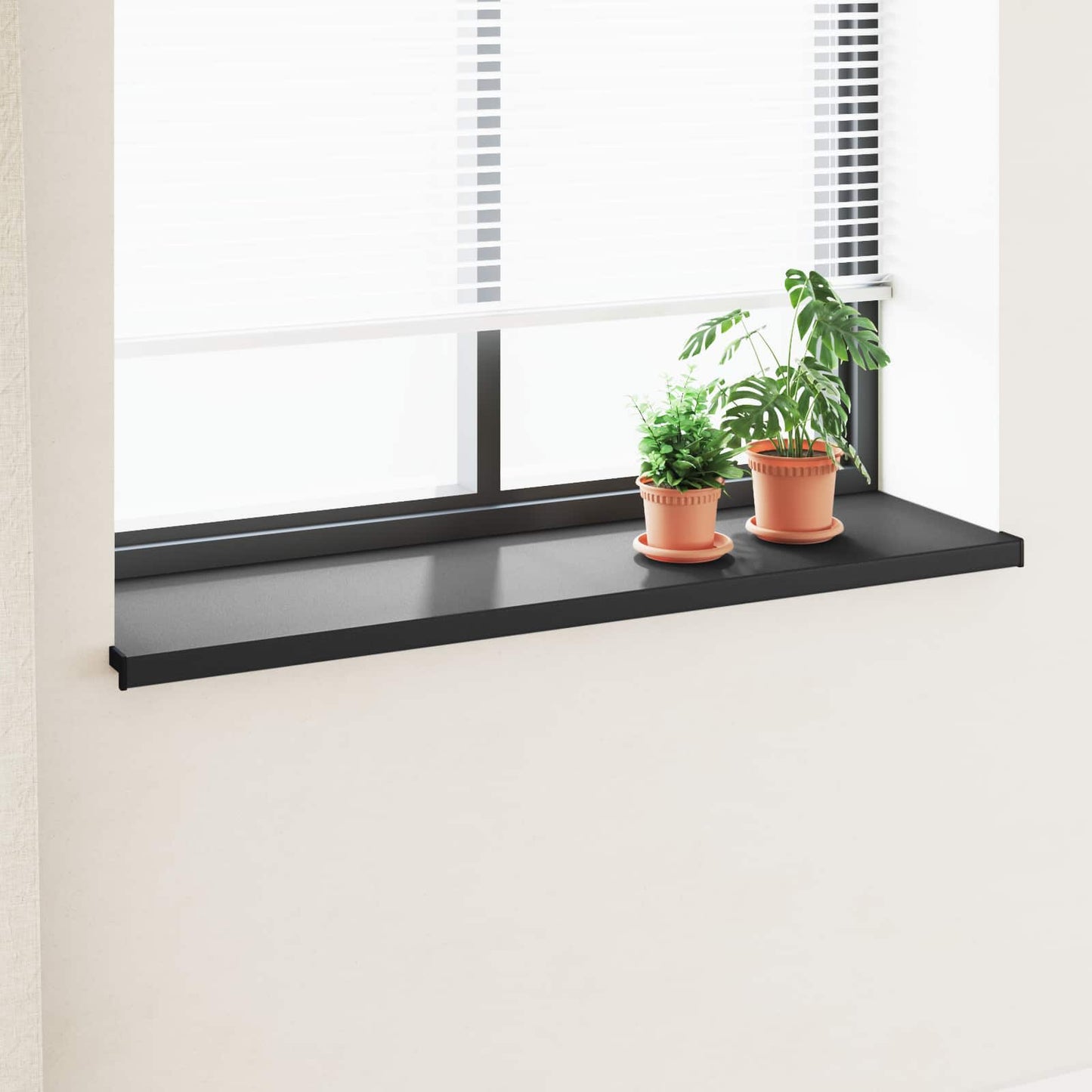 vidaXL Σαβανωτό Παραθύρου Μαύρο με ξύλινη υφή 160 x 40 x 4,5 εκ PVC
