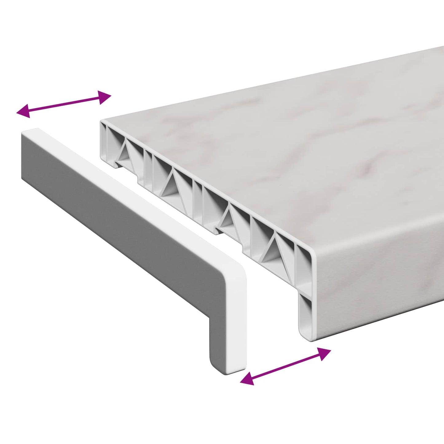 vidaXL Σαβανωτό Παραθύρου Υφή Μάρμαρου 160 x 20 x 4,5 εκ PVC