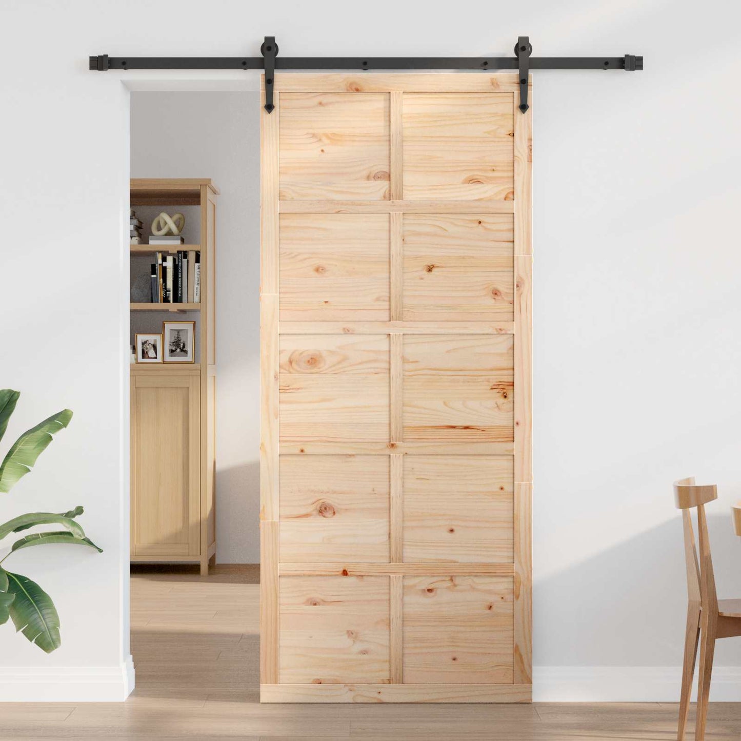 vidaXL Πόρτα αχυρώνα 100 x 2,5 x 208 εκ. Μασίφ Ξύλο Πεύκου Φυσικό