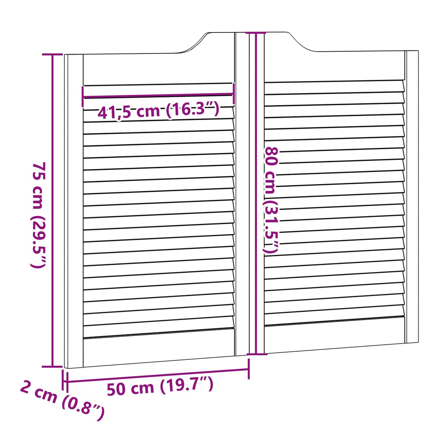 vidaXL Πόρτες Swing 80 x 50 cm Μασίφ Ξύλο Πεύκου Φυσικό