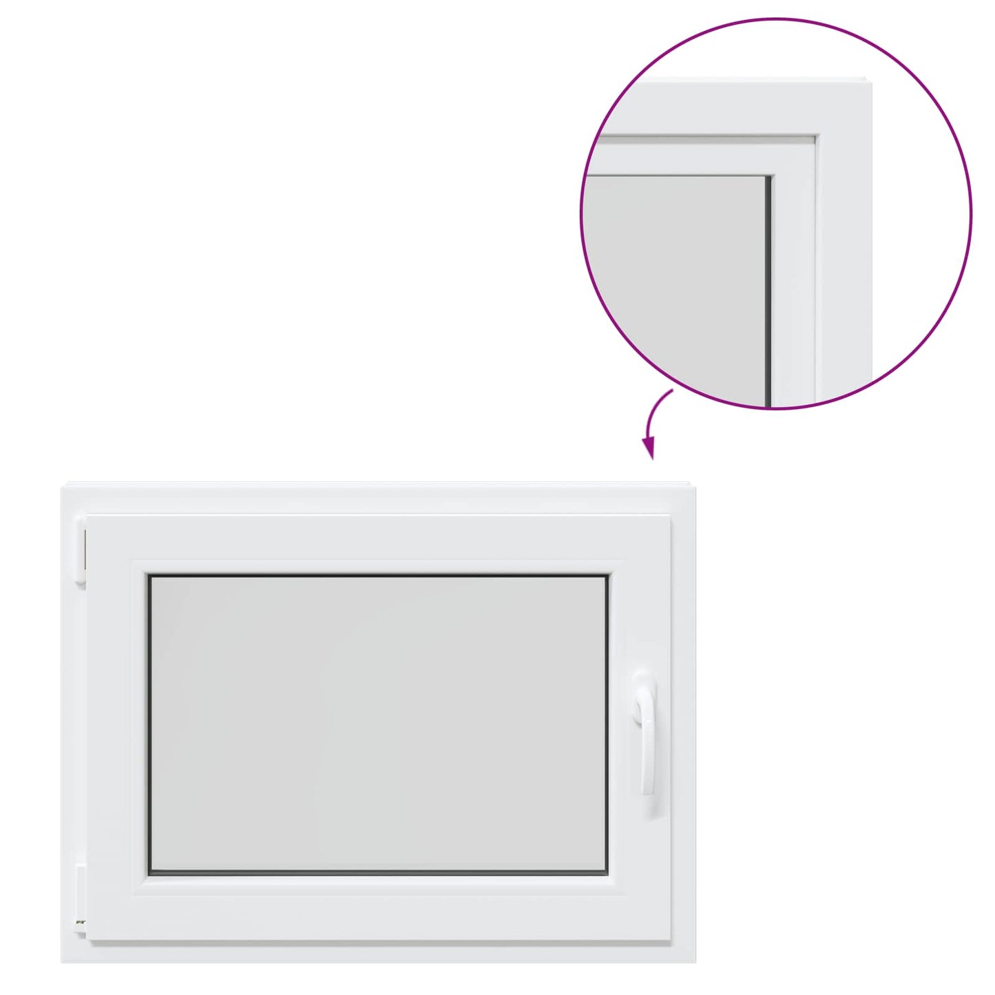 Παράθυρο Κάτω Στρώματος RISOR Λευκός 80 x 70 cm PVC και Γυαλί