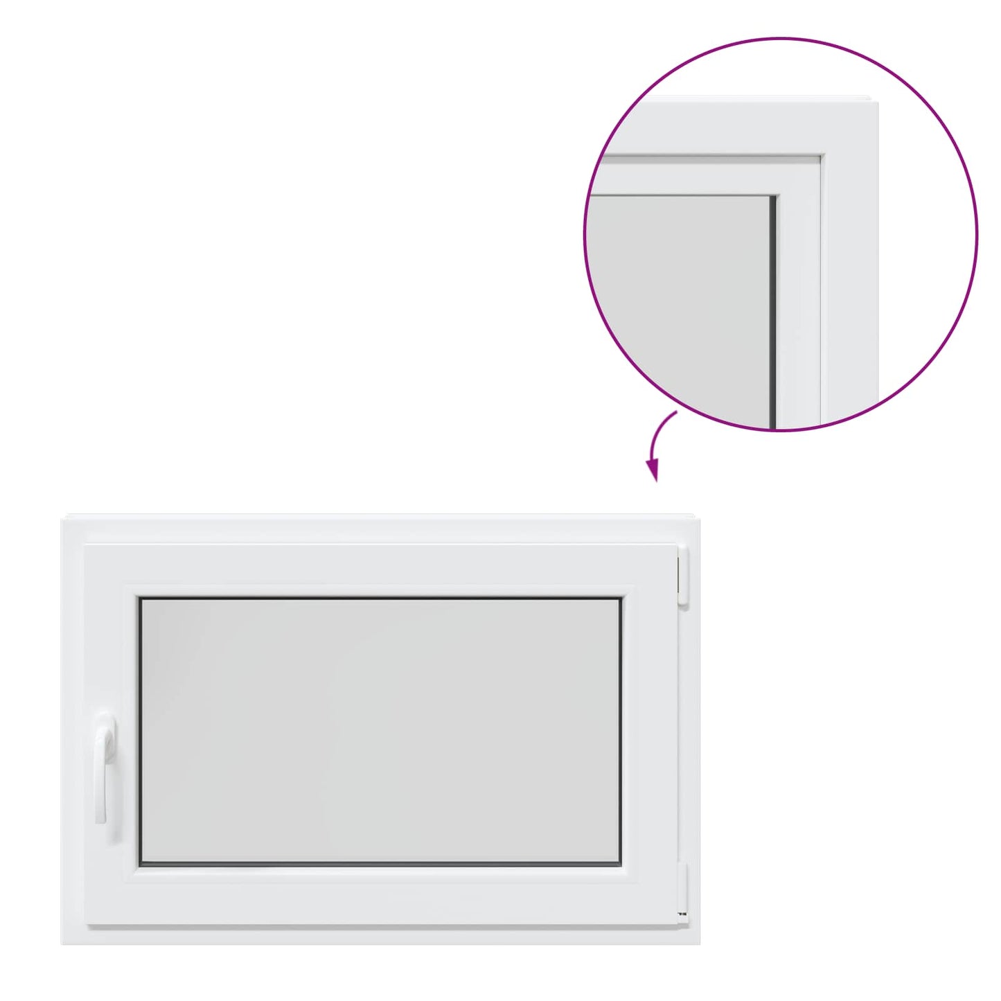 vidaXL Παράθυρο Κάτω Στρώματος RISOR 90 x 70 cm PVC και Γυαλί Λευκό