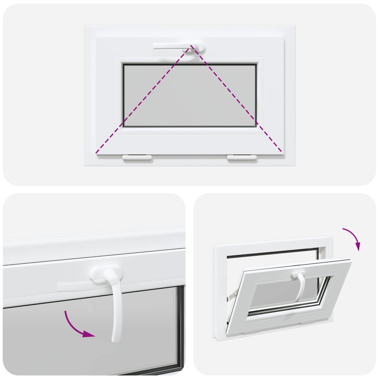 vidaXL Παράθυρο Κάτω Στρώματος RISOR 60 x 40 cm PVC και Γυαλί Λευκό