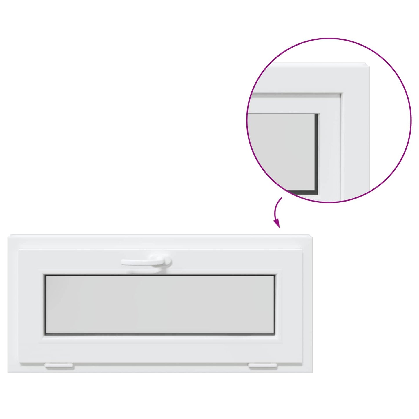 vidaXL Παράθυρο Κάτω Στρώματος RISOR 90 x 40 cm PVC και Γυαλί Λευκό