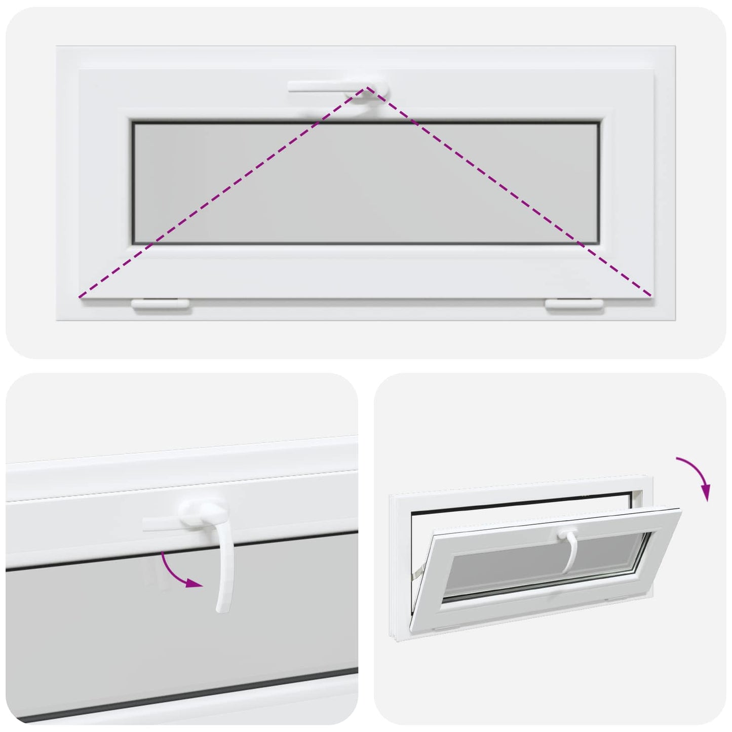 vidaXL Παράθυρο Κάτω Στρώματος RISOR 90 x 40 cm PVC και Γυαλί Λευκό
