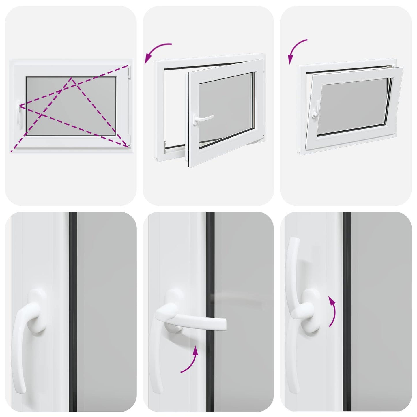 vidaXL Παράθυρο Κάτω Στρώματος RISOR 80 x 70 cm PVC και Γυαλί Λευκό