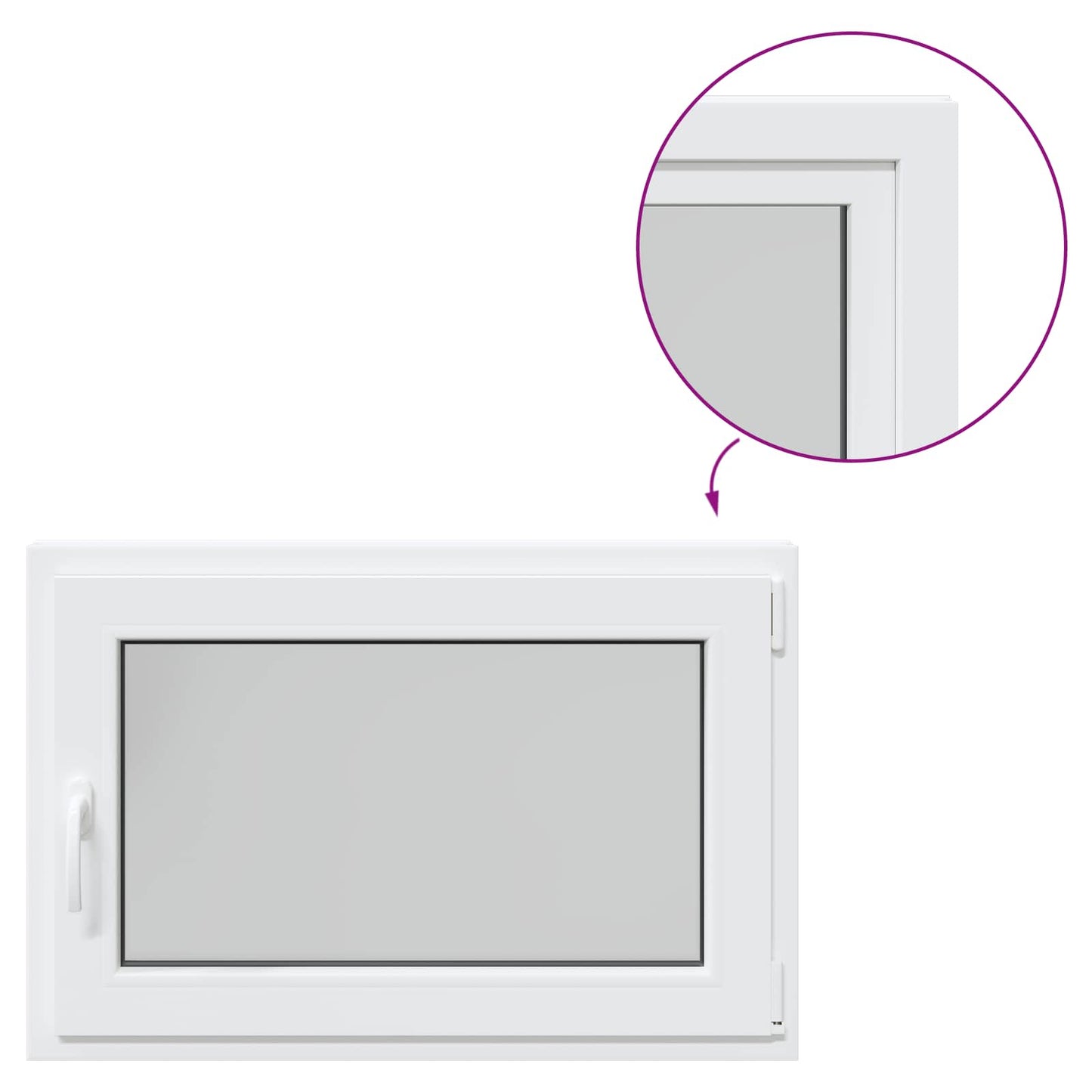vidaXL Παράθυρο Κάτω Στρώματος RISOR 90 x 50 cm PVC και Γυαλί Λευκό