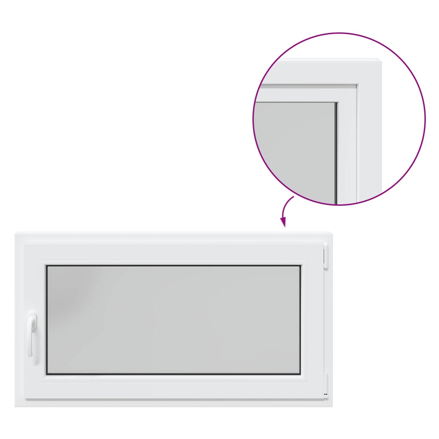 Παράθυρο Κάτω Στρώματος RISOR Λευκός 110 x 50 cm PVC και Γυαλί