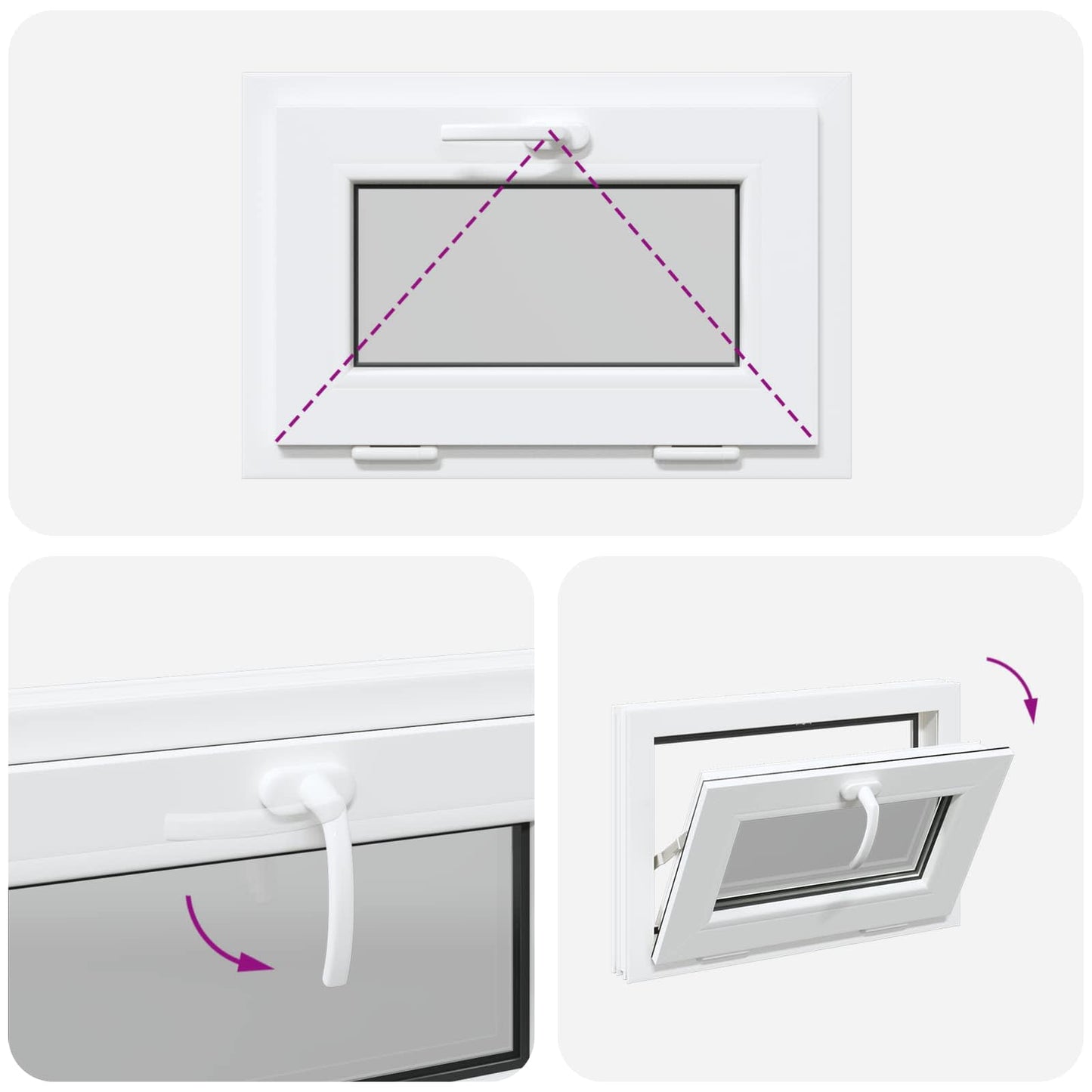 vidaXL Παράθυρο Κάτω Στρώματος RISOR 60 x 40 cm PVC και Γυαλί Λευκό