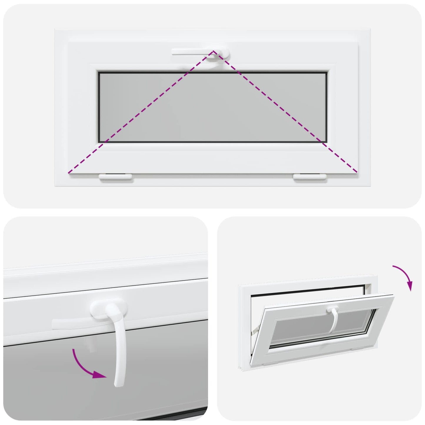 vidaXL Παράθυρο Κάτω Στρώματος RISOR 80 x 40 cm PVC και Γυαλί Λευκό