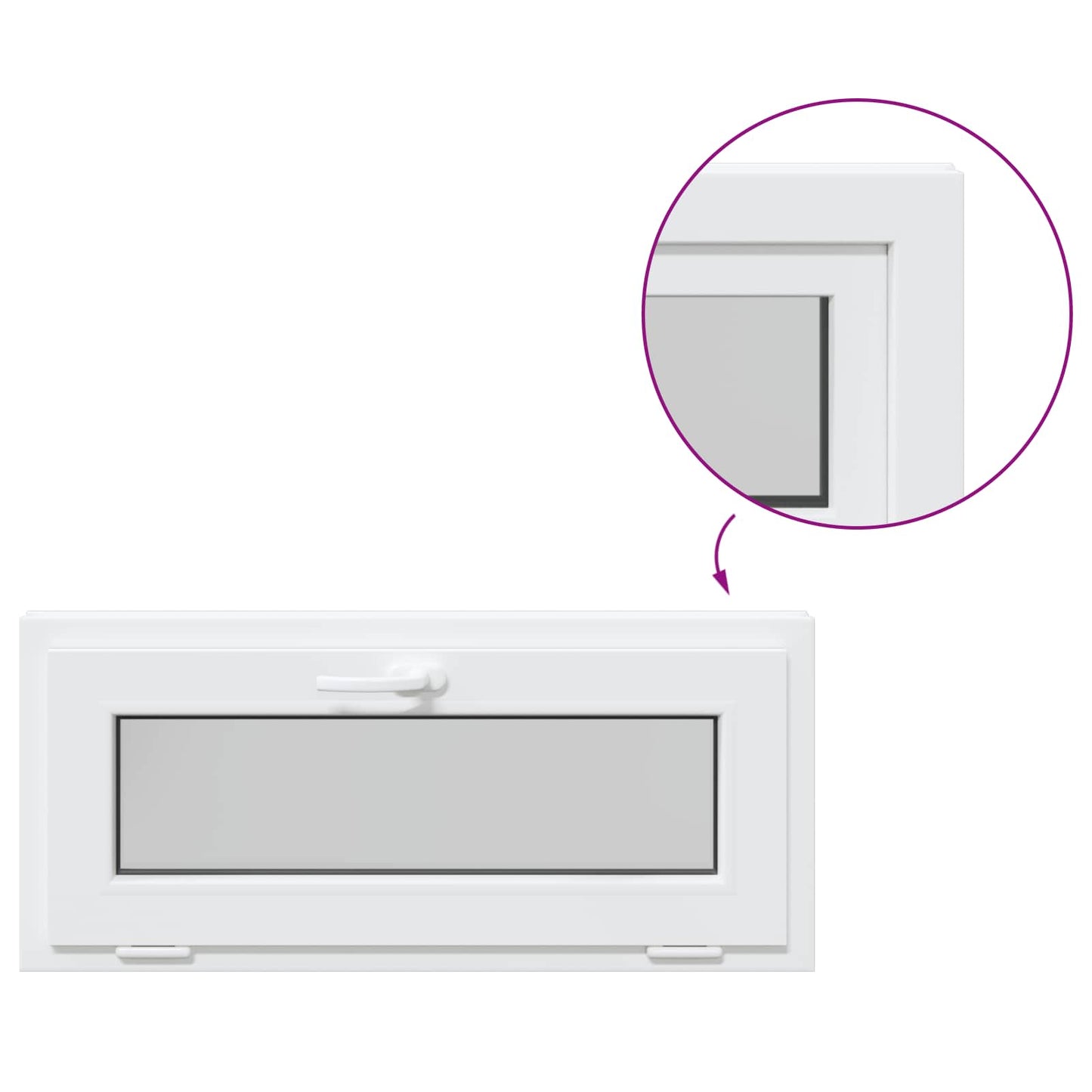 vidaXL Παράθυρο Κάτω Στρώματος RISOR 90 x 40 cm PVC και Γυαλί Λευκό